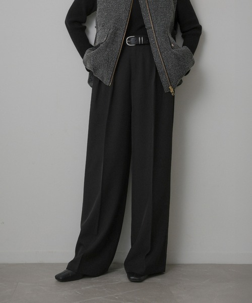 sho&nanです Floran スラックス パンツ ツイル タック パンツ レディース