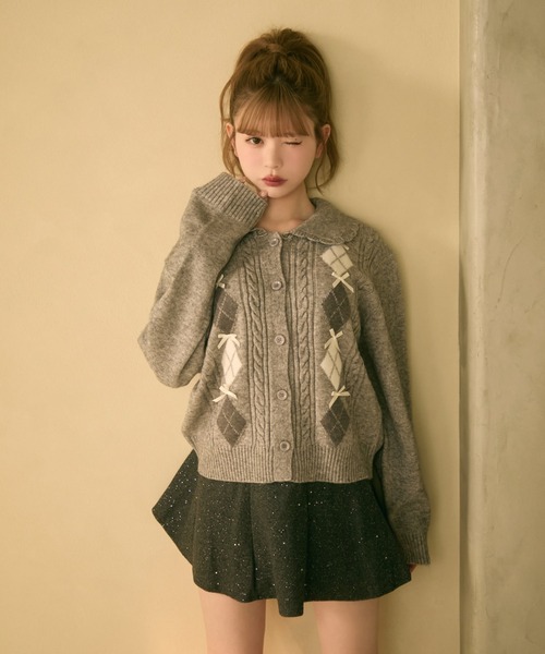 m　　未使用品タグ付き AMERI リボン柄ニットカーディガン Ameri VINTAGE（カーディガン）のフリマアイテム一覧