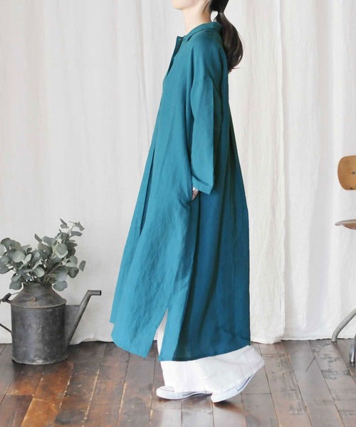 「CALINER」 シャツワンピース M レッド レディース_画像6