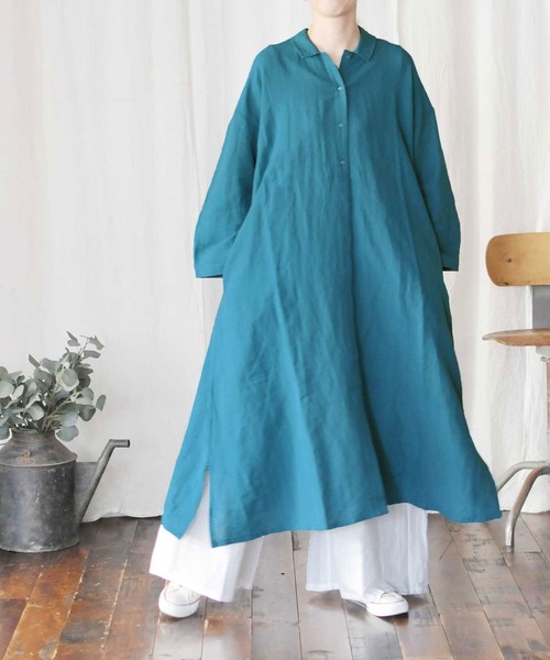 「CALINER」 シャツワンピース M レッド レディース_画像7