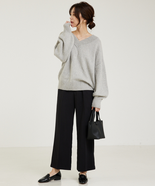 「abahouse mavie」 長袖ニット フリー ライトグレー レディース_画像3