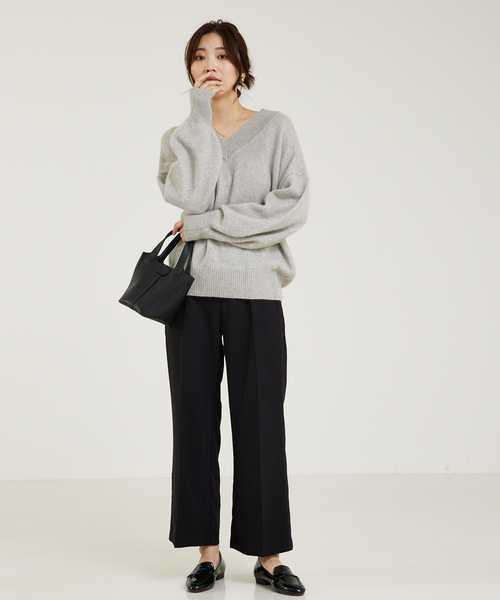 「abahouse mavie」 長袖ニット フリー ライトグレー レディース_画像4