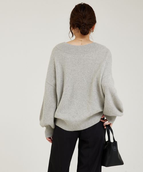 「abahouse mavie」 長袖ニット フリー ライトグレー レディース_画像7