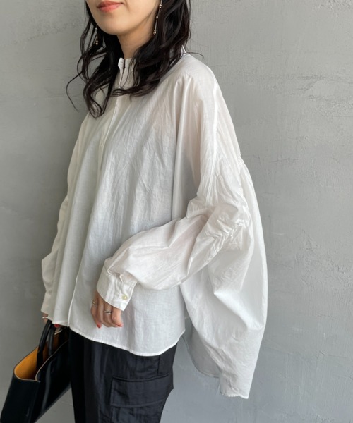 極美品✨ ミズイロインド 長袖 シャツ ブラウス 白 ホワイト 変形 幅広 mizuiro ind メンズライクワイドシャツ｜ MARcourt ONLINE STORE