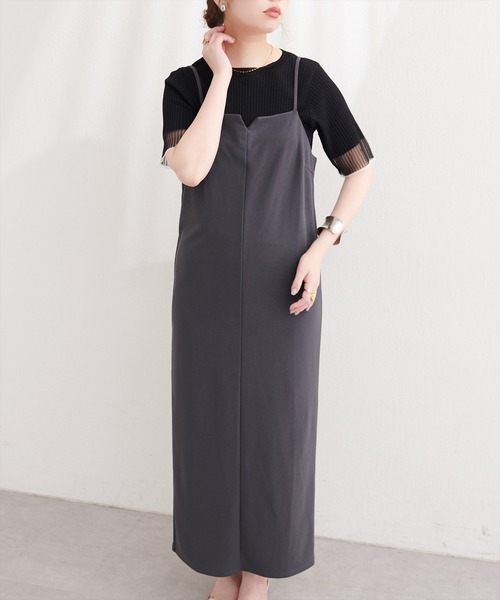 natural couture ワンピース カットジョーゼットナローキャミ