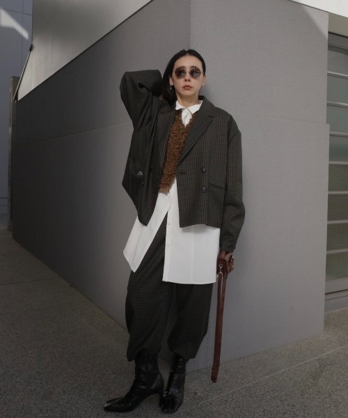ジャケット・アウター AMERI VINTAGE OVER WIDE SHOULDER JACKET Ameri（アメリ） ジャケット テーラードジャケット OVER WIDE SHOULDER