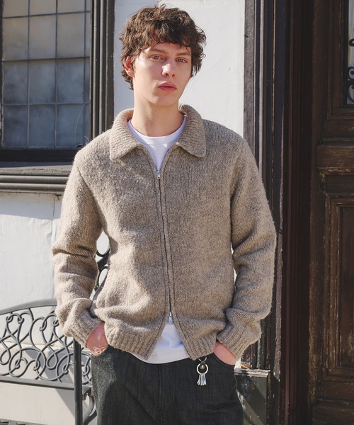 Regen Glanz カーディガン Brushed mix color zip knit / ブラッシュド 