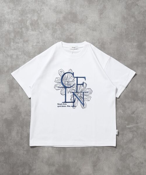 ffein tシャツ 「FFEIN（フェイン）」フラワー刺繍ロゴショート丈T