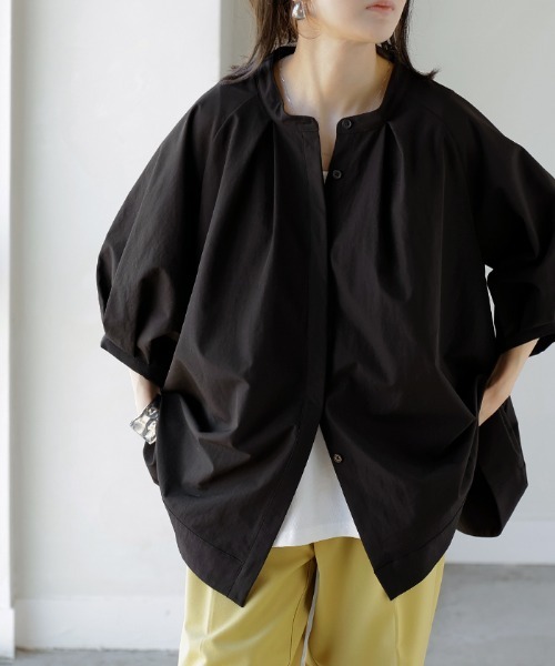 HUG.U（ハグユー） ブラウス シャツ 「立体感でメリハリ」 タックぽ 