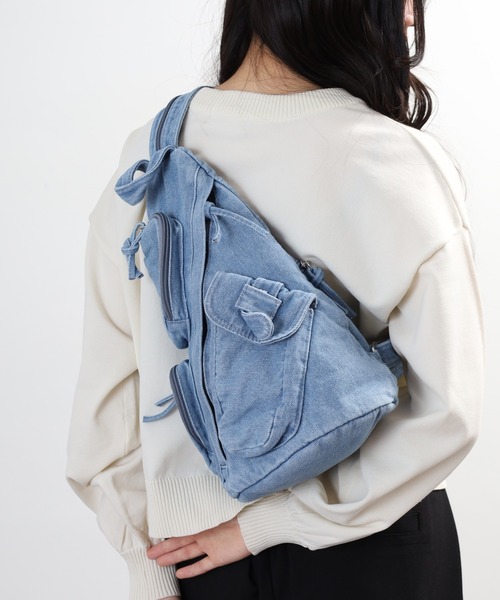 【新品】  Jeans ボディバッグ ウエストポーチ Crossi ウエストポーチ ウエストバッグ デニム マルチポケット ボディ