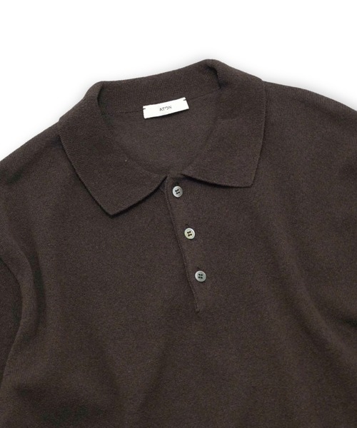 ポロシャツ 「ATON」 COTTON WASHI BOUCLE HALF SLEEVE POLO SWEATER メンズ レディースの画像