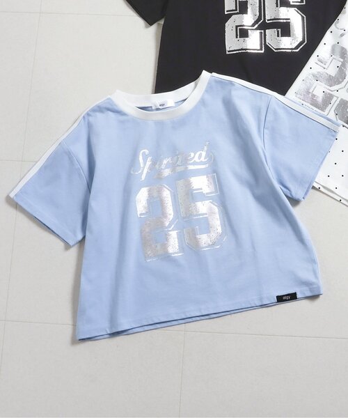 algy（アルジー） tシャツ 袖ラインナンバリング半袖Tシャツ キッズ