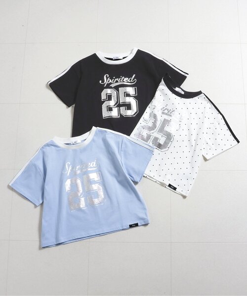 algy（アルジー） tシャツ 袖ラインナンバリング半袖Tシャツ キッズ