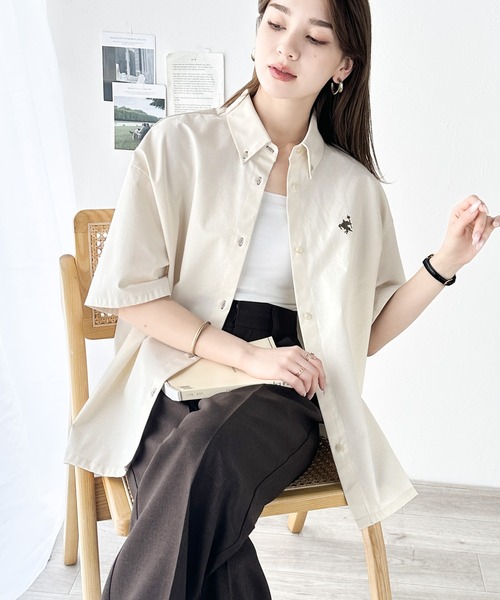 「Java」 半袖シャツ X-LARGE ベージュ レディース_画像9