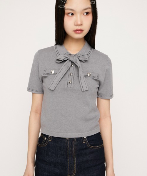 ニット セーター STICH COMPACT KNIT TOPS ステッチコンパクトニットトップス 春服 夏服 レディースの画像