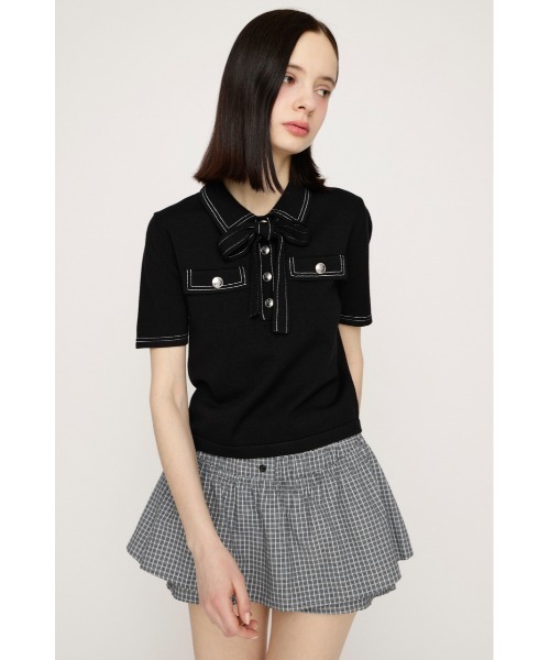 ニット セーター STICH COMPACT KNIT TOPS ステッチコンパクトニットトップス 春服 夏服 レディースの画像