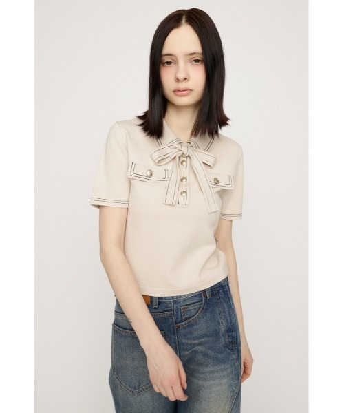 ニット セーター STICH COMPACT KNIT TOPS ステッチコンパクトニットトップス 春服 夏服 レディースの画像