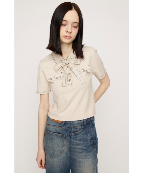 ニット セーター STICH COMPACT KNIT TOPS ステッチコンパクトニットトップス 春服 夏服 レディースの画像