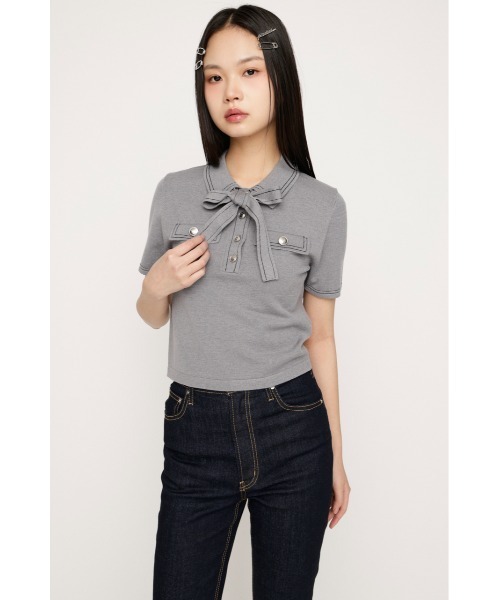 ニット セーター STICH COMPACT KNIT TOPS ステッチコンパクトニットトップス 春服 夏服 レディースの画像