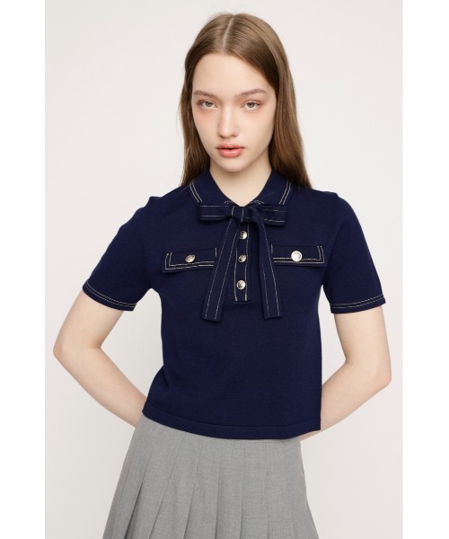 ニット セーター STICH COMPACT KNIT TOPS ステッチコンパクトニットトップス 春服 夏服 レディースの画像