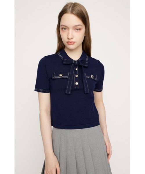 ニット セーター STICH COMPACT KNIT TOPS ステッチコンパクトニットトップス 春服 夏服 レディースの画像