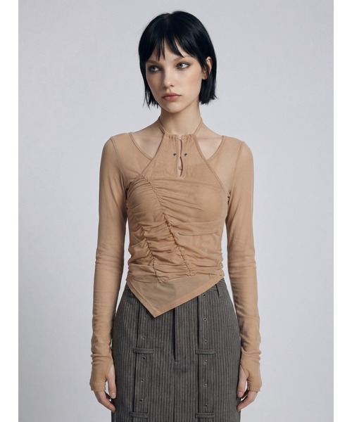 TAJEN：T ブラウス シャツ 「TAJEN:T」TULLE HALTERNECK TOPS/チュール