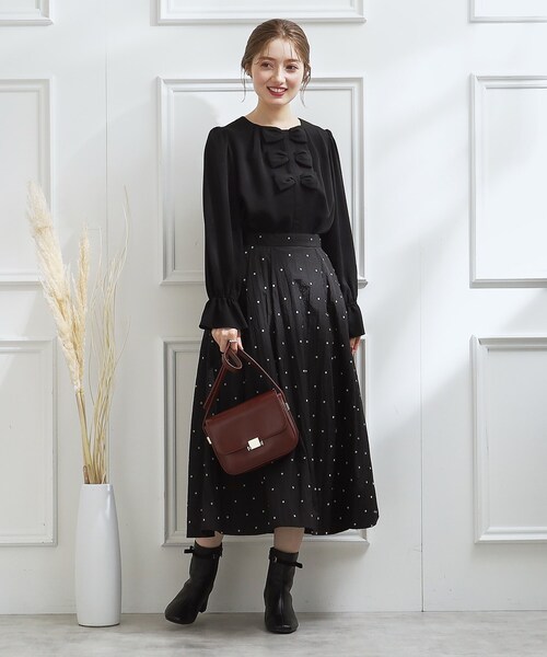 「couture brooch」 フレアスカート 36 ブラック レディース_画像6