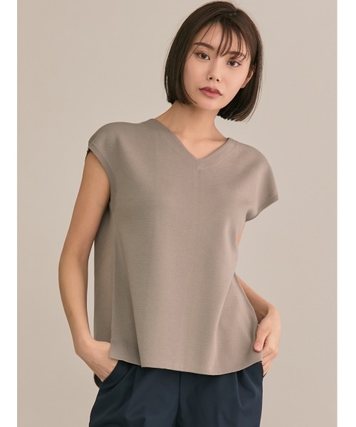「TONAL」 ノースリーブニット 38 ネイビー レディース_画像9