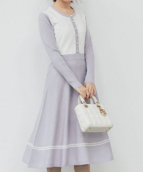 ワンピース パール付きレース装飾配色ニットワンピース Tocco Closet Luxe Zozotown Paypayモール店 通販 Paypayモール