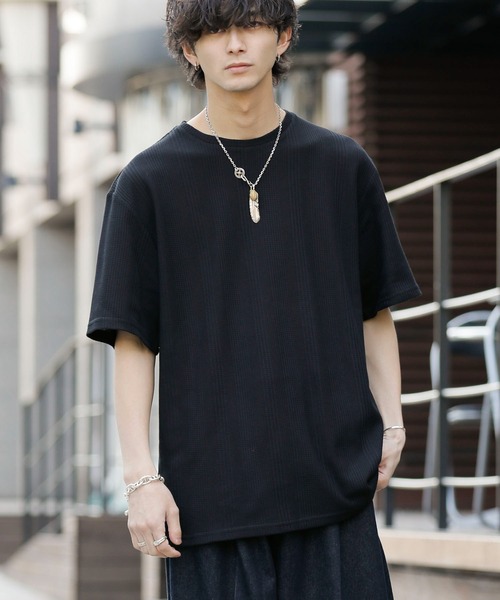 Bling Leads tシャツ ランダムストライプ ワッフル / クルーネック