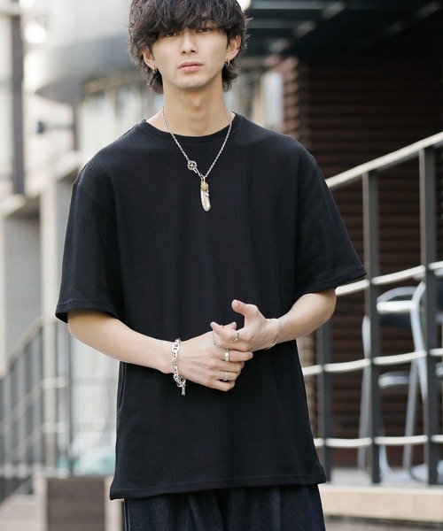 Bling Leads tシャツ ランダムストライプ ワッフル / クルーネック
