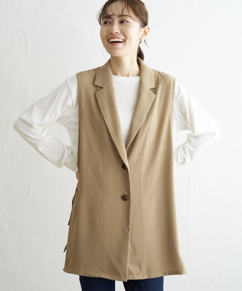 ikka（イッカ） ベスト ジレ サイドベルトテーラードジレ レディース