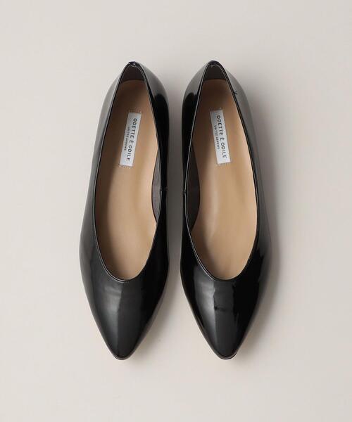 ODETTE E ODILE ブラックレザー フラットシューズ ポインテッドトゥ ODETTE E ODILE パンプス ポインテッド フラット15