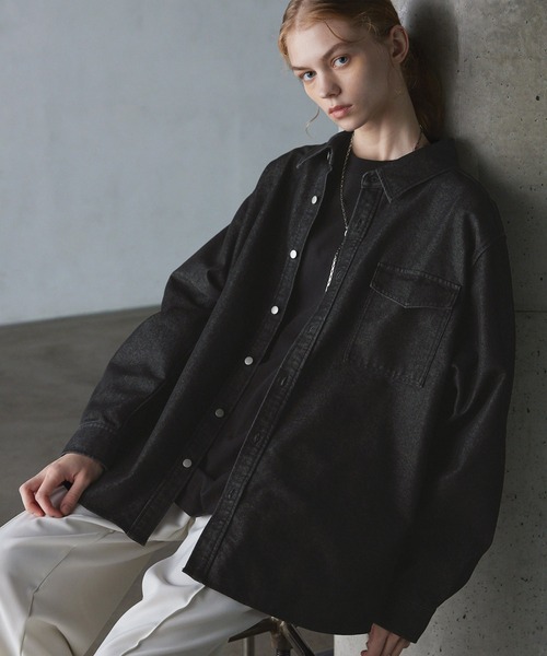 ジャケット・アウター denim over shirt jacket vintageblack SERACE シャツ 「SERACE」Oversize vintage denim shirt jacket