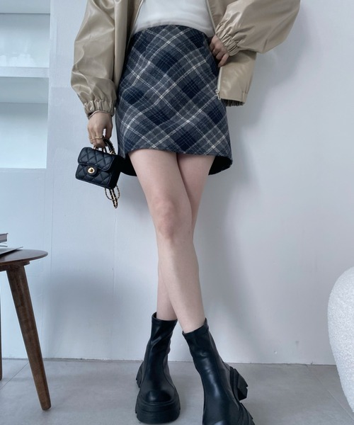 Ada. スカート インパン裏地付き チェック柄 台形 ミニスカート