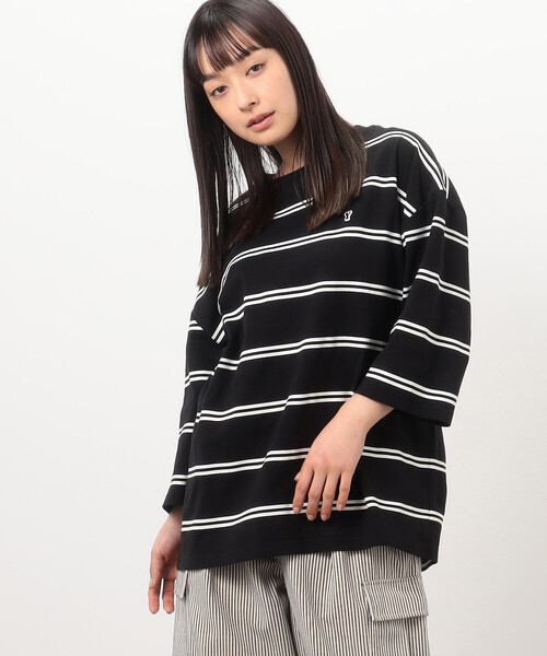 Purple&Yellow（パープルアンドイエロー） tシャツ プリントボーダー 