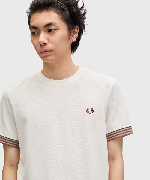 FRED PERRY tシャツ Striped Cuff T-Shirt／ストライプカフT