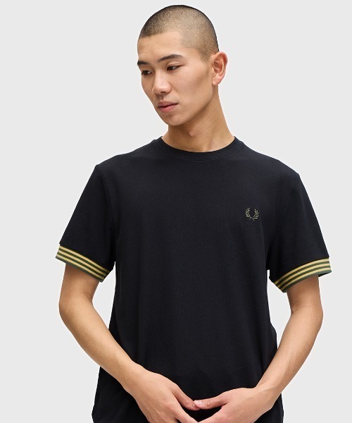 FRED PERRY tシャツ Striped Cuff T-Shirt／ストライプカフT