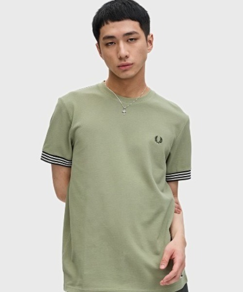 FRED PERRY ストライプtee Tシャツ L FRED PERRY tシャツ Striped Cuff T-Shirt／ストライプカフT