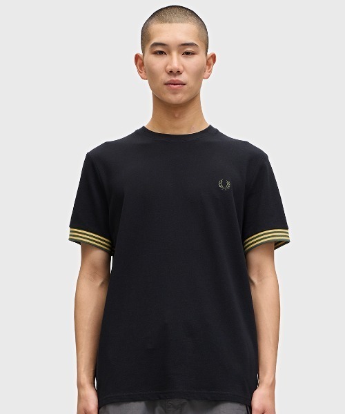 FRED PERRY tシャツ Striped Cuff T-Shirt／ストライプカフT