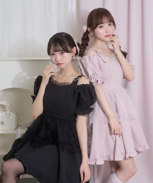 Honey Cinnamon（ハニーシナモン） ワンピース 肩ベルトワンピース