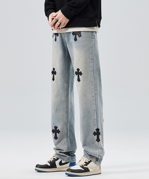 Ressaca（レサーカ） ジーンズ クロスパッチ ストレートデニムパンツ