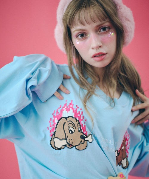 tシャツ GALFY（ガルフィー）ガルクエロンT/キャラクタードッグモチーフバックプリント長袖 メンズ レディース レディース メンズ GALFY tシャツ GALFY（ガルフィー）ガルクエロンT/キャラクター