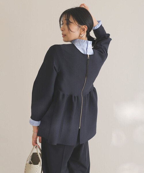 UNFILO ブラウス シャツ 「抗菌防臭/洗える」フリルネックシャツ