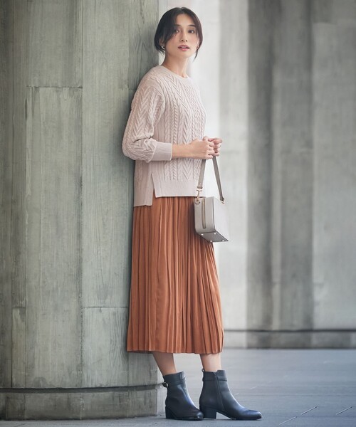 ニット セーター 「WEB限定カラーあり・洗える」EIGER CORD ALAN クルーネックプルオーバー ニット レディース セール】片畦バイカラーニットプルオーバー（ニット/セーター