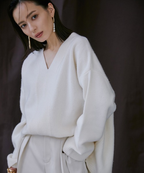 anuans」 Vネックニット FREE アイボリー レディース : 88706925  