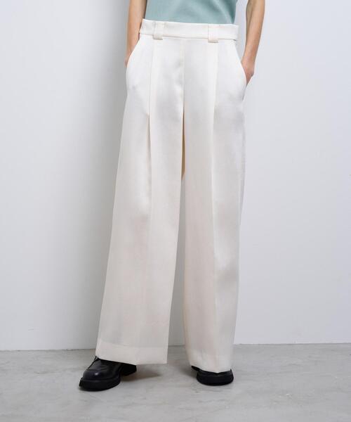 LANVIN en Bleu パンツ シルキーダブルクロスストレートワイドパンツ