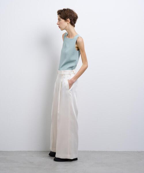 LANVIN en Bleu ワイドパンツ パンツ シルキーダブルクロスストレート
