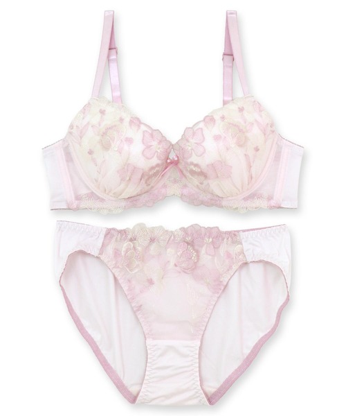 W BASIC 刺繍デザイン ブラジャーショーツセット D70 fran de lingerie ブラジャー ショーツセット 刺繍レースの