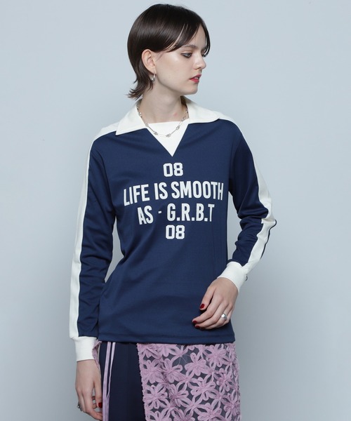 tシャツ (GREEN BUTTER)レタリングジャージーカラーTシャツ レディース GREEN BUTTER tシャツ (GREEN BUTTER)レタリングジャージー
